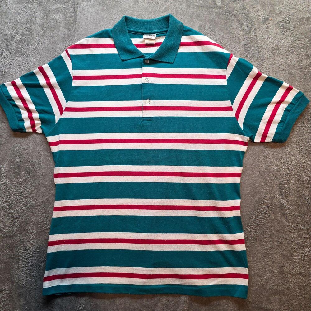 Coyote Polo Shirt Mens XL Multicolor Striped Cotton Poly Jersey Knit Casual
